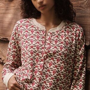 Anthropologie Waffle Knit Pajama Top